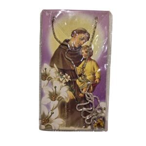 St Anthony of Padua Medal Necklace Catholic Prayer Card Franciscan Friars